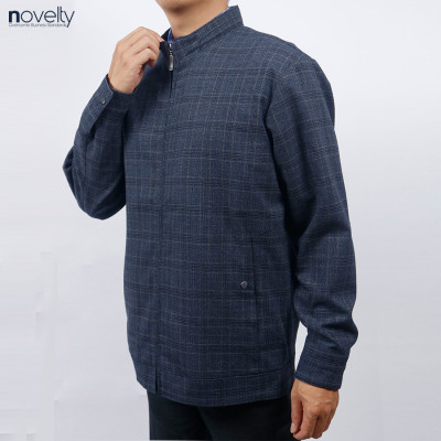 Áo Jacket nam 2 lớp cổ trụ Novelty Casual caro lớn xanh đen NJKMCLMT3B2305642