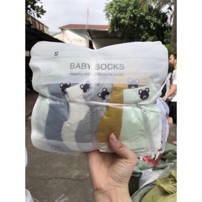 Sét 5 đôi tất lưới hình gấu cho bé