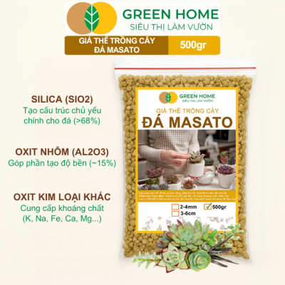 Đá Khoáng Masato GreenHome, Bao 500gr, Loại Cao Cấp, Sạch Bụi, Không Vụn, Rải Mặt, Kích Rễ, Giúp Sen Đá Lên Màu Nhanh