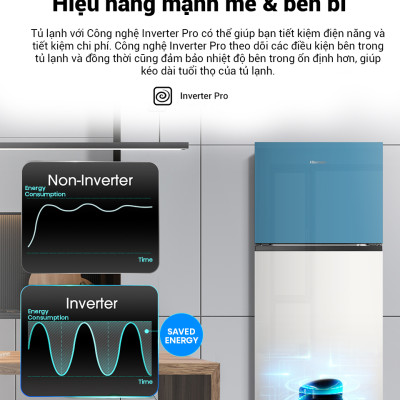 Tủ lạnh Hisense Inverter Pro 424L RT549N4EW-MBU tiết kiệm điện năng, bảo hành 3 năm - HÀNG CHÍNH HÃNG