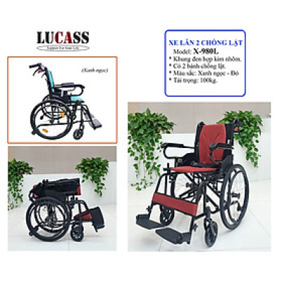 Xe lăn du lịch Sắt Sơn Chống Lật Lucass X980L