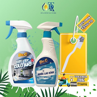 Combo Nước Lau Bếp Đa Năng,Tẩy Xoong Nồi Siêu Sạch,Tẩy Dầu Mỡ Nhà Bếp+Nước Lau Kính Siêu Sạch Dr.C