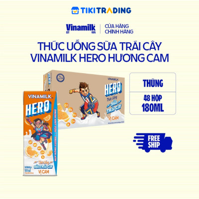 Thùng Thức uống sữa trái cây vị cam Vinamilk Hero 180ml - 48 hộp/Thùng