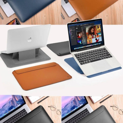 Bao Da Skin Pro Slim Stand Sleeve Dành Cho Macbook Chất Liệu Da PU Mịn, Nắp Từ Tính Có Chân Đế Có Thể Tự Điều Chỉnh - Hàng Chính Hãng
