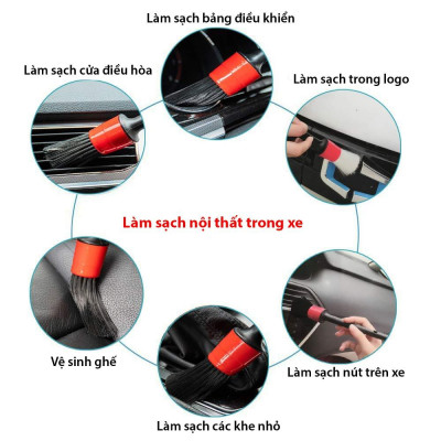 Bộ 5 cọ tròn rửa xe , chổi vệ sinh nội thất ô tô đa năng 5 kích thước Cửa hàng nội ngoại thất ô tô Trendy Car