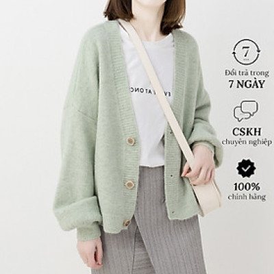 Áo Len Cardigan nữ cổ chữ V phong cách Hàn Quốc dáng rộng Haint Boutique