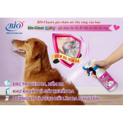 Chai xịt viêm da, nấm da chó mèo Bio Clear Spray (100ml)