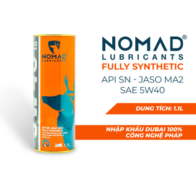 Nhớt Xe Máy Tổng Hợp Toàn Phần NOMAD Lon 1.1L 5W40-SN-MA2 Cho Xe Côn Tay Winner/Exciter/Sonic/ Mô tô PKL Nhập Khẩu Chính Hãng (xanh dạ quang)
