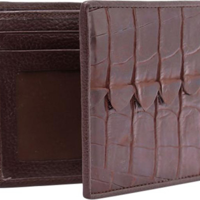Ví Nam Da Cá Sấu Gai Đuôi Huy Hoàng HT2208 (12.5 x 10 cm) - Nâu Đỏ
