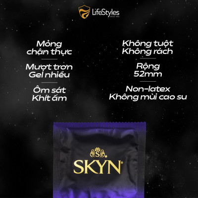 Bao cao su mỏng khít LifeStyles Zero - Trơn êm - Hộp 3 bao