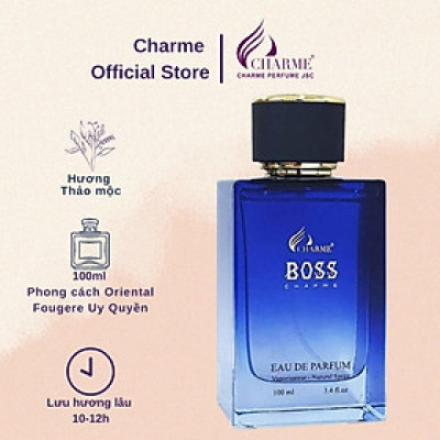 Nước hoa nam cao cấp, Charme Boss, nước hoa phương đông, hương thơm mạnh mẽ, lưu hương lâu, dành cho nam, 100ml