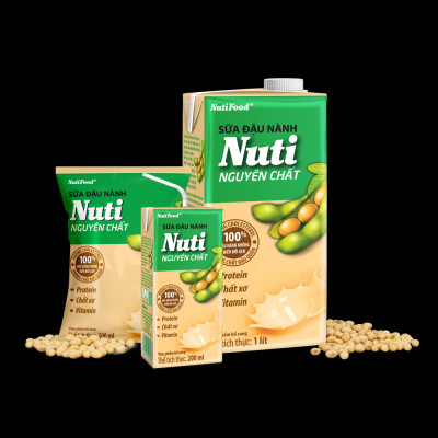 Thùng 36 Bịch Sữa đậu nành Nuti Nguyên Chất Bịch 200ml TU.NSDN01TI NUTIFOOD