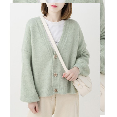 Áo Len Cardigan nữ cổ chữ V phong cách Hàn Quốc dáng rộng Haint Boutique