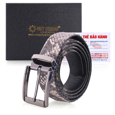 HC4306-07-10-45 - Thắt lưng nam da trăn Huy Hoàng 3,5P đầu kim màu da nguyên thủy, đen, trắng, nâu