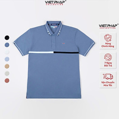 Áo Polo Nam VIỆT PHÁP Form Luxury - Thun Cá sấu Phối, lịch lãm, sang trọng 9701