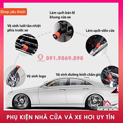 Bộ 5 cọ tròn rửa xe , chổi vệ sinh nội thất ô tô đa năng 5 kích thước Cửa hàng nội ngoại thất ô tô Trendy Car