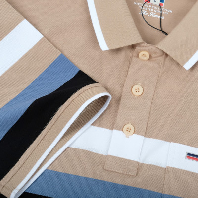 Áo Polo Nam VIỆT PHÁP Form Luxury - Thun Cá sấu Sọc , lịch lãm, sang trọng 8806