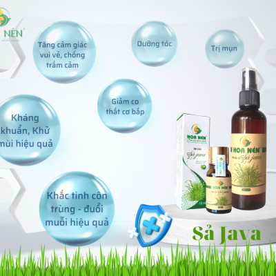 Tinh dầu Sả Java nguyên chất Hoa Nén 3ml - Đuổi muỗi, khử mùi, an toàn sức khoẻ