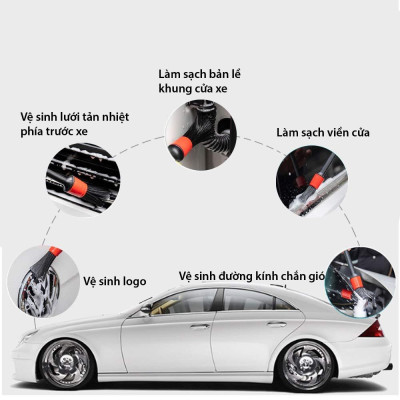 Bộ 5 cọ tròn rửa xe , chổi vệ sinh nội thất ô tô đa năng 5 kích thước Cửa hàng nội ngoại thất ô tô Trendy Car