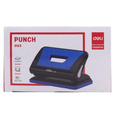 Máy Đục Lỗ 10 Tờ Deli, Xanh Dương, Đỏ, Ghi Xám - 1 Cái E0103
