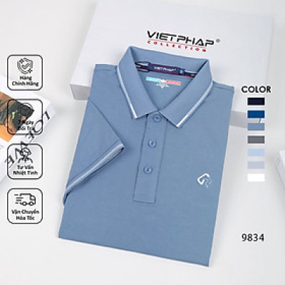 Áo Polo Nam VIỆT PHÁP Form Luxury - Thun 4 Chiều Trơn , lịch lãm, sang trọng 9834
