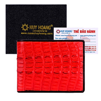 HJ2250 - Bóp nam Huy Hoàng da cá sấu gai màu đỏ