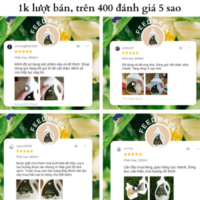 Nước giặt xả hữu cơ Bồ Hòn Ecocare tinh dầu Hoa Bưởi 4000ml