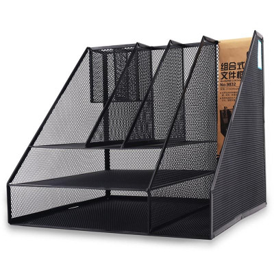 Giá đựng tài liệu 6 ngăn bằng sắt màu đen Deli - thép chống gỉ - 31x29x29cm - 9832