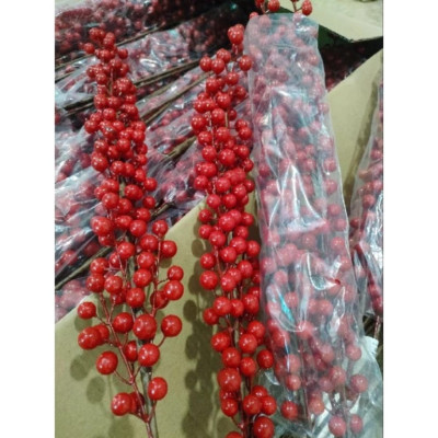 Cành Hoa Đào Đông Đỏ 12 Nhánh Dài 100cm - Đào Đồng Quả To Sáng Bóng, Trang Trí Dịp Lễ Tết Đón Tài Lộc - Hoa Trang TRí Tết - HÀNG CHÍNH HÃNG MINIIN