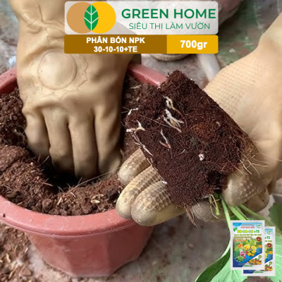 Phân Bón NPK 30-10-10+TE, Greenhome, Gói 700Gr, Giúp Cây Đẻ Nhánh, Bung Chồi, Nhú Đọt, Tốt Rễ