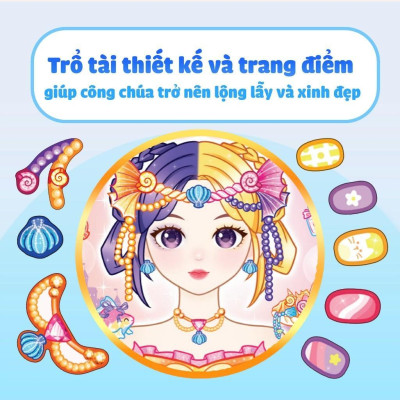 Sách Tiệm làm Nail - Công chúa Biển Xanh (400+ stickers dễ thương) - Sách bóc dán sticker cho bé gái - Megabook