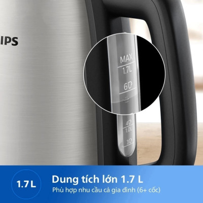 Ấm Đun Nước Philips 1.7L HD9350/90, công suất 2000w | Hàng Chính Hãng