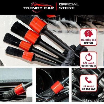 Bộ 5 cọ tròn rửa xe , chổi vệ sinh nội thất ô tô đa năng 5 kích thước Cửa hàng nội ngoại thất ô tô Trendy Car