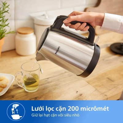 Ấm Đun Nước Philips 1.7L HD9350/90, công suất 2000w | Hàng Chính Hãng