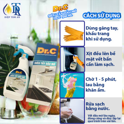 Combo Nước Lau Bếp Đa Năng,Tẩy Xoong Nồi Siêu Sạch,Tẩy Dầu Mỡ Nhà Bếp+Nước Lau Kính Siêu Sạch Dr.C