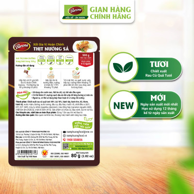Combo Xốt gia vị hoàn chỉnh Barona: 1 gói Thịt Nướng Hàn Quốc (80gr) + 1 gói Thịt Nướng Ngũ Vị (80gr) + 1 gói Thịt Nướng Sả (80gr)