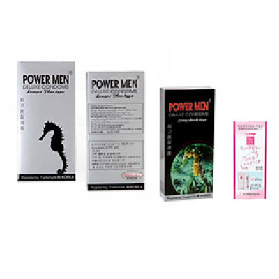 Combo 3 hộp bao cao su chống xuất tinh sớm Power Men (2 hộp cá ngựa bạc + 1 hộp cá ngựa đen) - Tặng kèm gel Nhật - 100% Hàng chuẩn hãng - Che tên sản phẩm