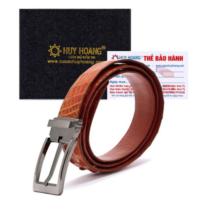 HC4213-14-15-33 - Thắt lưng nam da cá sấu Huy Hoàng đầu kim 3,5P màu đen, nâu đất, vàng bò, nâu đỏ