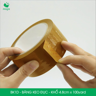 BK1D - Băng Keo Đục - 4.8cm - Block 6 cuộn/kg - Bộ 12 cuộn băng dính đục đóng thùng hộp carton