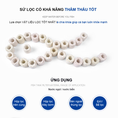 Sứ Lọc túi 1kg + Xốp lọc bể cá 90x30cm vật liệu lọc nước hồ thủy sinh siêu sạch